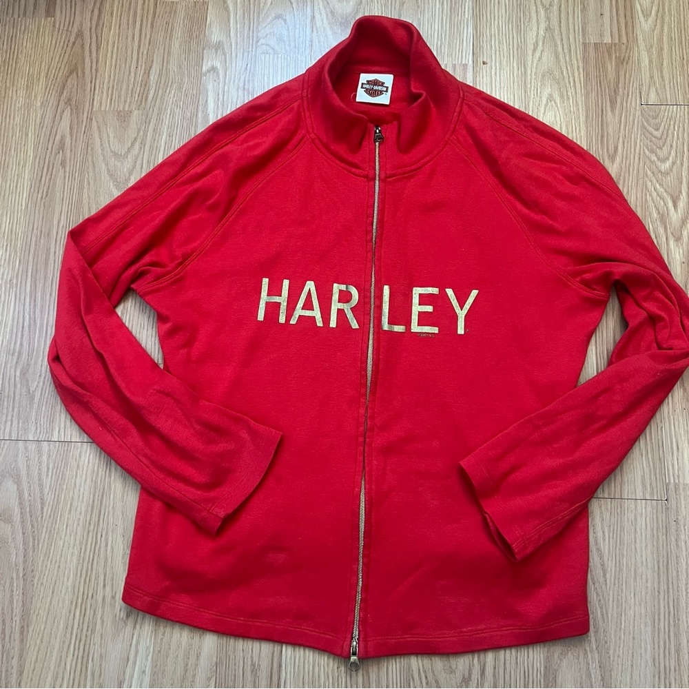 Harley Davidson Big Swamp Alabama Fullzip Jacket Womens Size L Biker Y2k